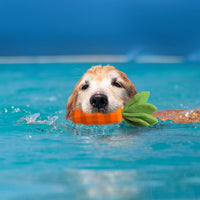 HKM-9341373 Durable Interactive Squeaky Dog Toy for Medium Dogs - Milk Flavor Rubber Carrot with Crinkle Leaves, Ideal for Training and Dental Care