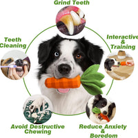 HKM-9341373 Durable Interactive Squeaky Dog Toy for Medium Dogs - Milk Flavor Rubber Carrot with Crinkle Leaves, Ideal for Training and Dental Care