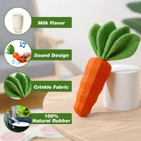 HKM-9341373 Durable Interactive Squeaky Dog Toy for Medium Dogs - Milk Flavor Rubber Carrot with Crinkle Leaves, Ideal for Training and Dental Care
