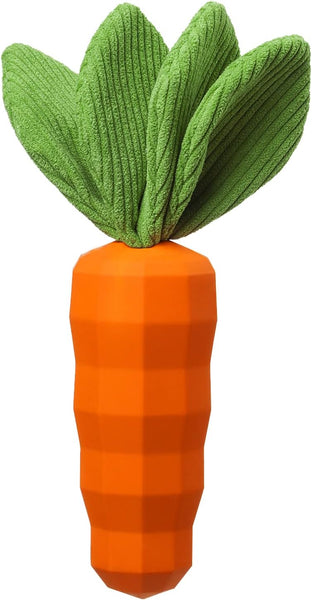 HKM-9341373 Durable Interactive Squeaky Dog Toy for Medium Dogs - Milk Flavor Rubber Carrot with Crinkle Leaves, Ideal for Training and Dental Care