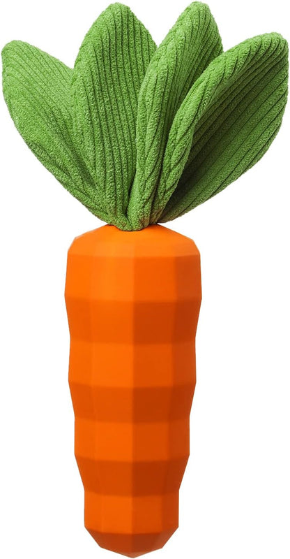 HKM-9341373 Durable Interactive Squeaky Dog Toy for Medium Dogs - Milk Flavor Rubber Carrot with Crinkle Leaves, Ideal for Training and Dental Care