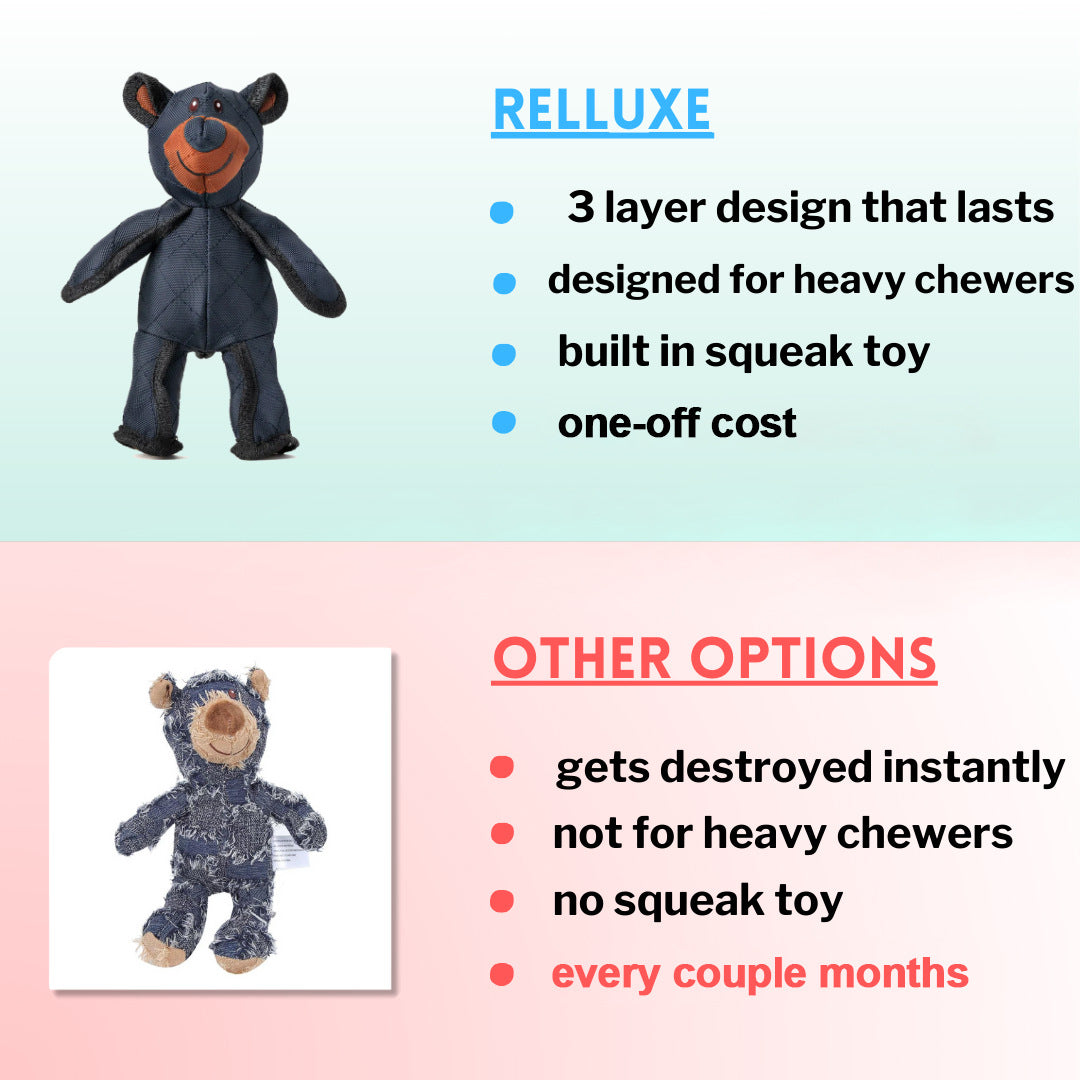 HKM-9341501 Durable Bite-Resistant Plush Bear Toy for Dogs - Dark Blue Oxford Cloth