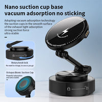 HKM-934163 Folding Magnetic 15W Wireless Car Charging Phone Holder with 360-Degree Rotation for Dashboard and Windshield