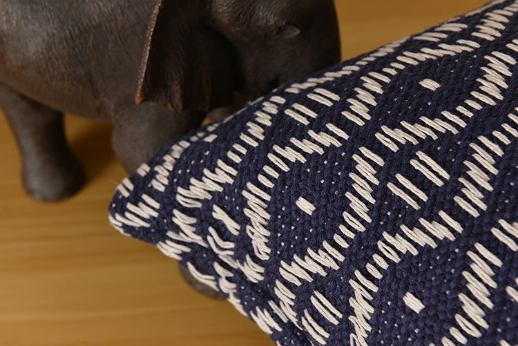 HKM-934227 Nordic Style Plaid Cotton and Linen Pillow Cover with Tassels - Multiple Color Options