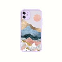 HKM-934355 Sunset Hills Forest Relief Anti-Fall TPU Phone Case for iPhone