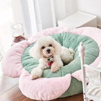 HKM-9343933 Removable Washable Flower Nest for Pets - Soft Short Plush, Gray Green, Multiple Sizes