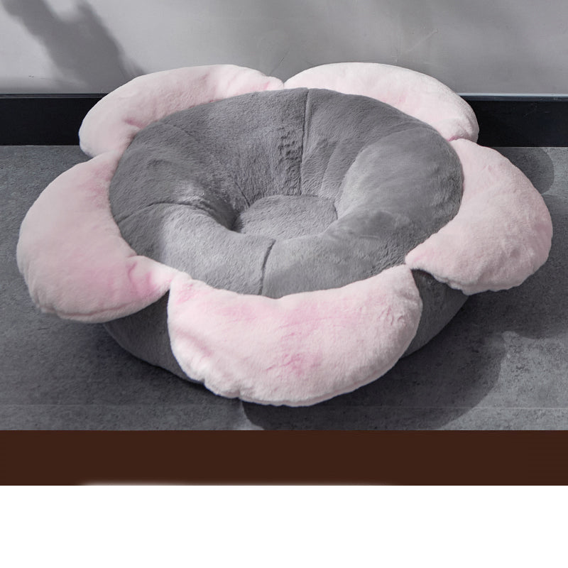 HKM-9343933 Removable Washable Flower Nest for Pets - Soft Short Plush, Gray Green, Multiple Sizes