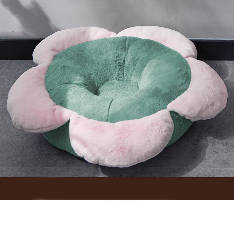 HKM-9343933 Removable Washable Flower Nest for Pets - Soft Short Plush, Gray Green, Multiple Sizes
