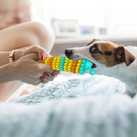 HKM-9344701 Natural Rubber Dog Toothbrush with Serrated Molar Bumps for Effective Teeth Cleaning