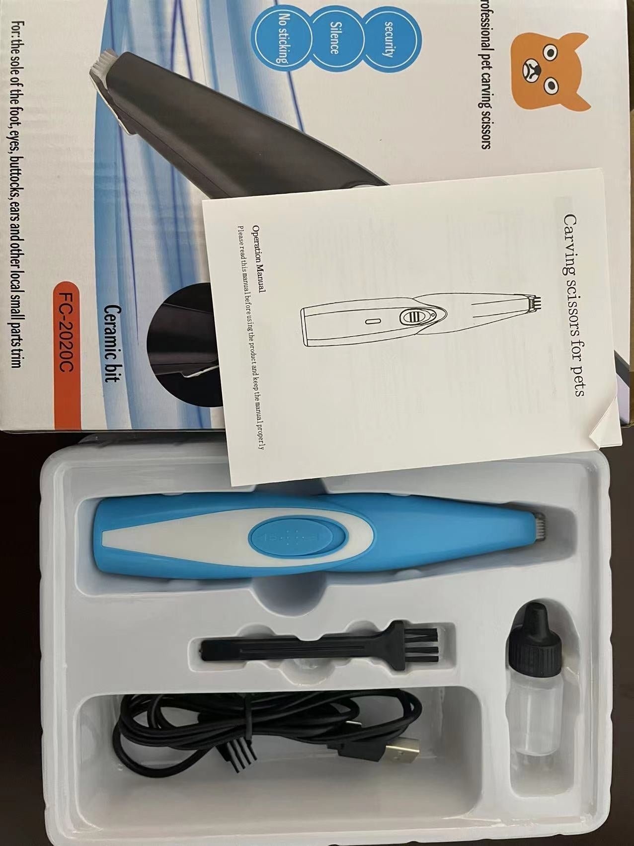 HKM-9345469 Pet Hair Clipper for Cats and Dogs - Rechargeable Electric Shaver, ABS Plastic, 6.5W Power