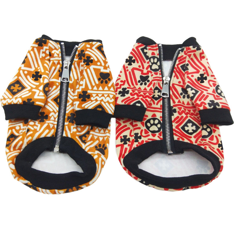 HKM-9346237 Cozy Acrylic Christmas Print Teddy Clothes for Dogs - Spring and Autumn Styles