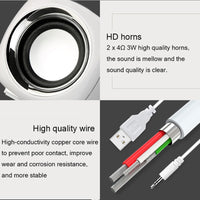 HKM-934739 Compact Mini Desktop Speakers with Bass and Stereo Sound, Adjustable Volume, 3.5mm Plug, ABS Material