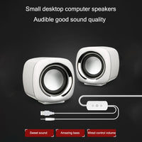 HKM-934739 Compact Mini Desktop Speakers with Bass and Stereo Sound, Adjustable Volume, 3.5mm Plug, ABS Material