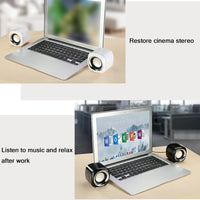 HKM-934739 Compact Mini Desktop Speakers with Bass and Stereo Sound, Adjustable Volume, 3.5mm Plug, ABS Material