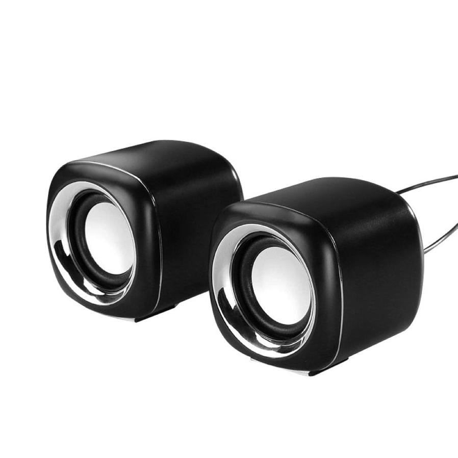 HKM-934739 Compact Mini Desktop Speakers with Bass and Stereo Sound, Adjustable Volume, 3.5mm Plug, ABS Material