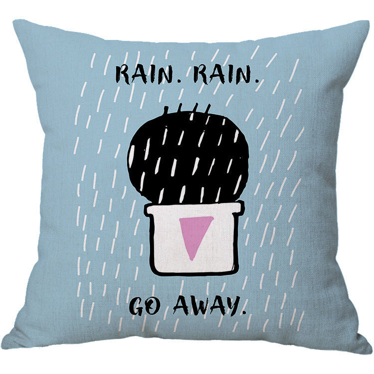 HKM-934803 Linen Cotton Blend Pillowcase - 45x45cm, White, Digital Print Design