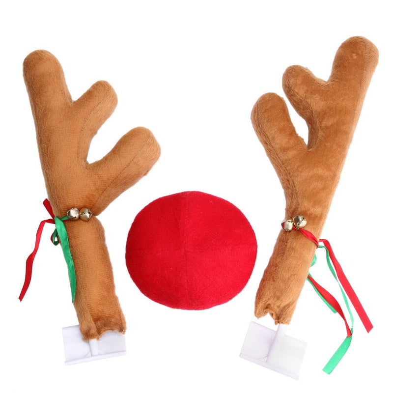 HKM-934867 Khaki Flannel Christmas Antlers Car Decorations - 44 x 14 cm
