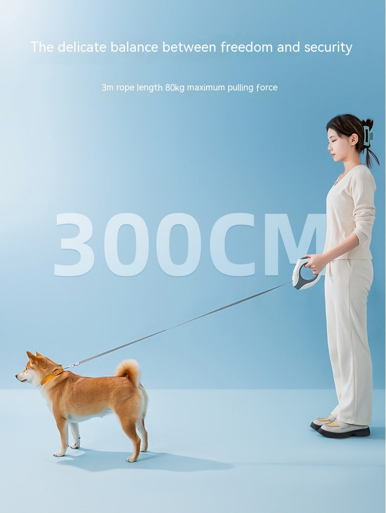 HKM-9349437 Automatic Retractable Dog Leash with Luminous Features - 3m, Available in Pearl White, Mint Green, and Monica