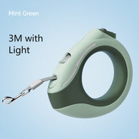 HKM-9349437 Automatic Retractable Dog Leash with Luminous Features - 3m, Available in Pearl White, Mint Green, and Monica