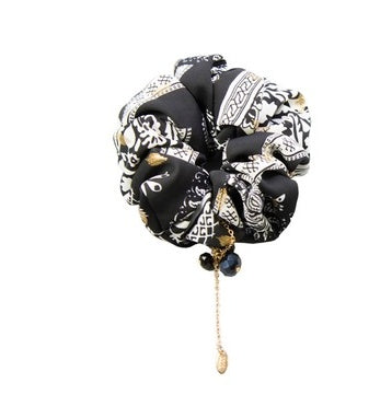 HKM-934995 Batik Print Hair Tie in Black - Stylish National Style Accessory
