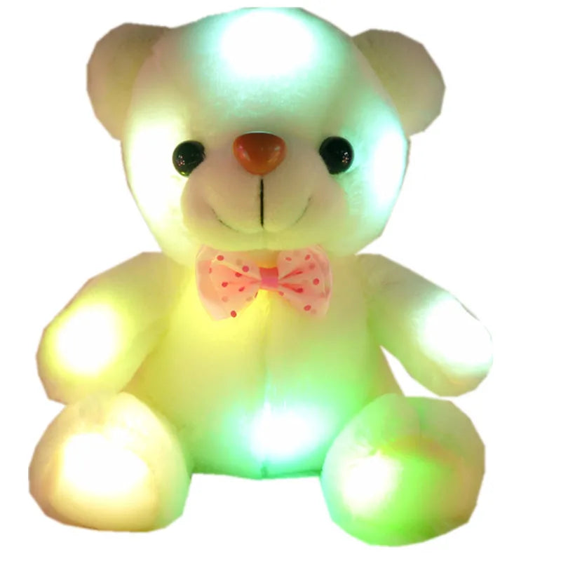 HKM-935251 Glow-in-the-Dark Plush Teddy Bear - 22cm LED Light-Up Stuffed Animal for Kids and Adults