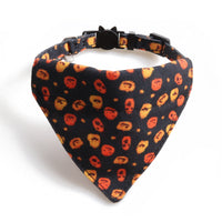 HKM-9353021 Halloween Pumpkin Cat Collar and Bib Set - Adjustable Polyester Kitten Accessories in Black and Purple