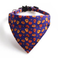 HKM-9353021 Halloween Pumpkin Cat Collar and Bib Set - Adjustable Polyester Kitten Accessories in Black and Purple