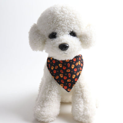 HKM-9353021 Halloween Pumpkin Cat Collar and Bib Set - Adjustable Polyester Kitten Accessories in Black and Purple