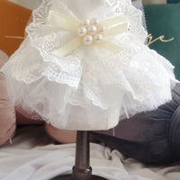 HKM-9353789 Elegant Dog Wedding White Dress Skirt - Polyester, Universal Fit, Multiple Sizes Available