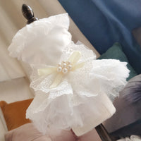 HKM-9353789 Elegant Dog Wedding White Dress Skirt - Polyester, Universal Fit, Multiple Sizes Available