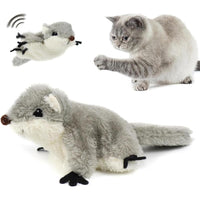 HKM-935443 Interactive Flapping Squirrel Cat Toy with Rechargeable USB, Touch Activated Plush Kicker for Indoor Play