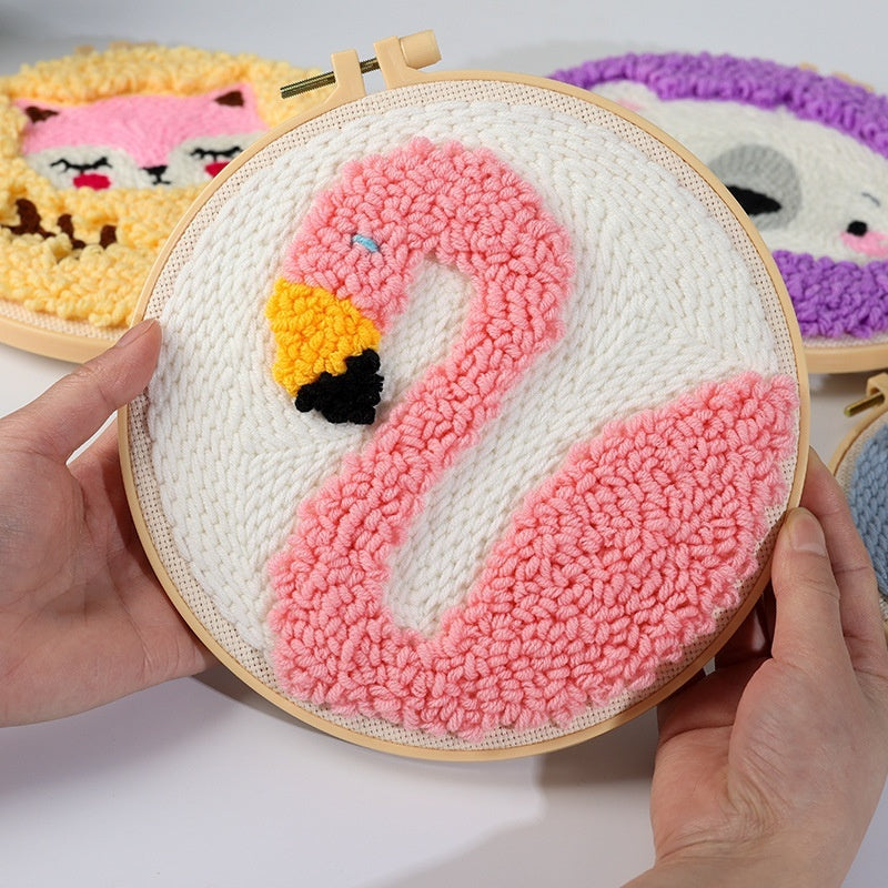HKM-935507 Handmade Embroidery Material Kit for Beginners - Cute Animal Designs and Tutorial