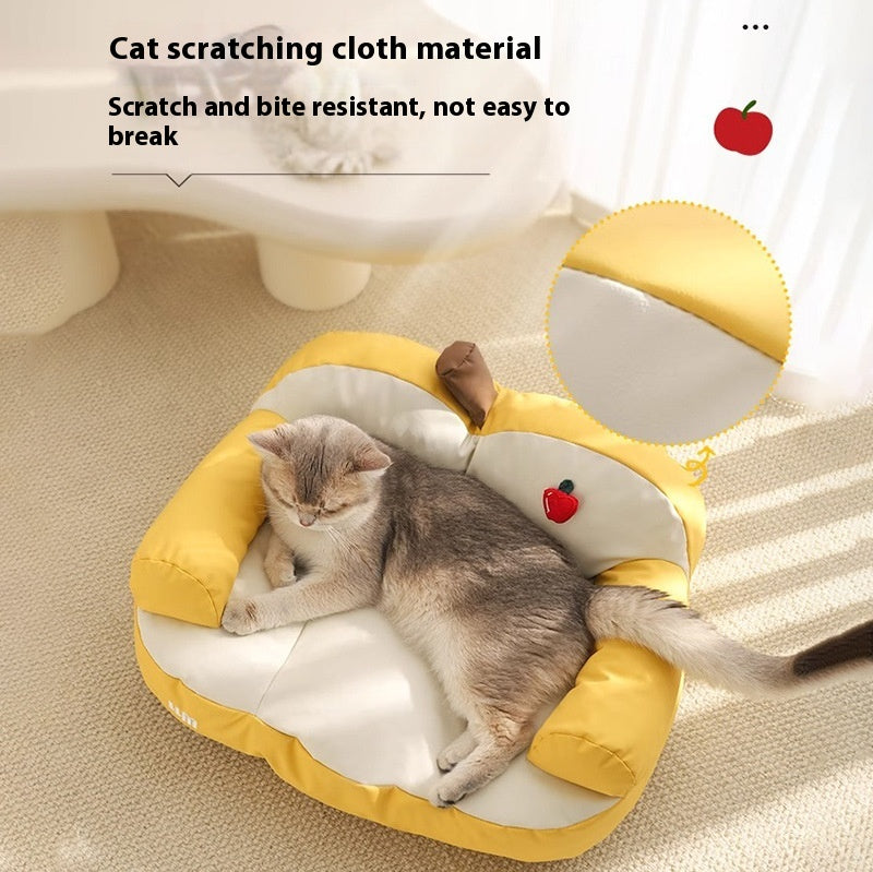 HKM-9355453 Four Seasons Universal Cat Nest - Apple Sofa in Yellow/Green for Small Pets