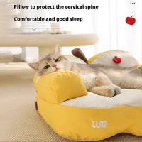 HKM-9355453 Four Seasons Universal Cat Nest - Apple Sofa in Yellow/Green for Small Pets