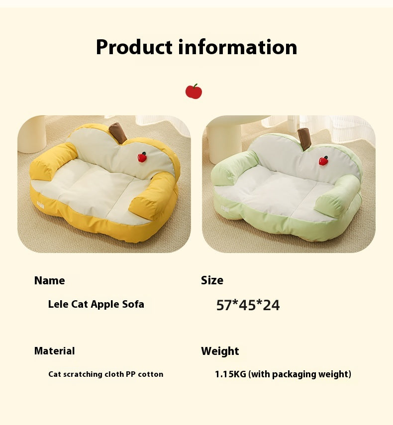 HKM-9355453 Four Seasons Universal Cat Nest - Apple Sofa in Yellow/Green for Small Pets