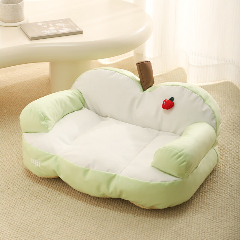 HKM-9355453 Four Seasons Universal Cat Nest - Apple Sofa in Yellow/Green for Small Pets