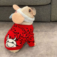 HKM-9355965 Casual Festive Red Pet Sweater for New Year Celebrations - Perfect for Year of the Ox