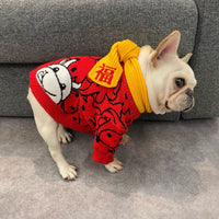 HKM-9355965 Casual Festive Red Pet Sweater for New Year Celebrations - Perfect for Year of the Ox