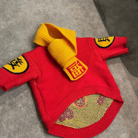 HKM-9355965 Casual Festive Red Pet Sweater for New Year Celebrations - Perfect for Year of the Ox
