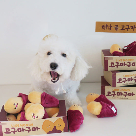 HKM-9356221 Sweet Potato Plush Vocal Toy for Dogs and Cats - Interactive Hide and Seek Fun