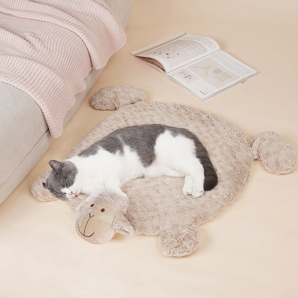 HKM-9357245 Cozy Cloth Pet Sleeping Mat for Cats and Dogs - Milk and Milk Tea Colors, 70x60cm