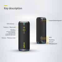 HKM-935891 Bluetooth Portable Speaker - Waterproof and Dust-proof with Long Battery Life and USB Charging