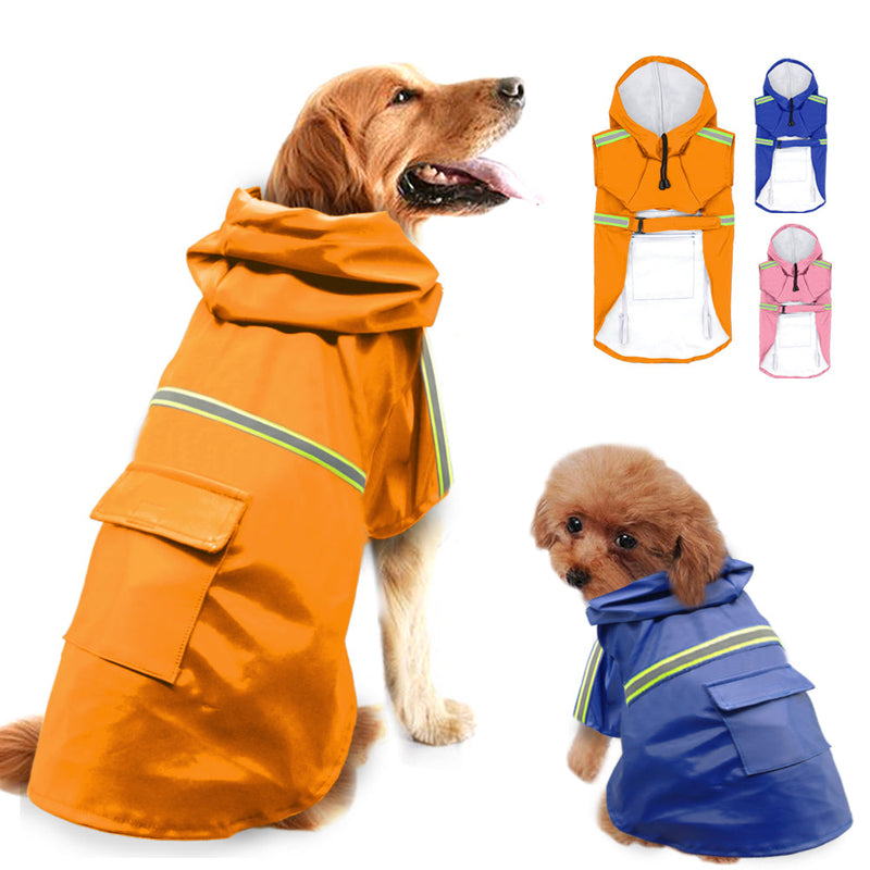 HKM-9360829 Waterproof Reflective Dog Raincoat with Pocket Storage and Adjustable Fit