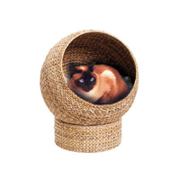 HKM-9361213 Cozy Rattan Cat Nest Bed for Summer Comfort, Brown - 50cm x 57cm