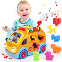 HKM-936211 Educational Baby Bus with Animal Blocks - Musical Learning Toy for Infants and Toddlers
