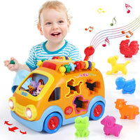 HKM-936211 Educational Baby Bus with Animal Blocks - Musical Learning Toy for Infants and Toddlers
