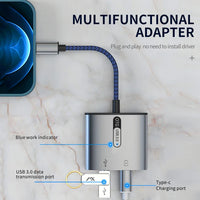 HKM-936467 USB-C OTG Adapter with Charging Port for Android Devices - 2 in 1 Converter Cable