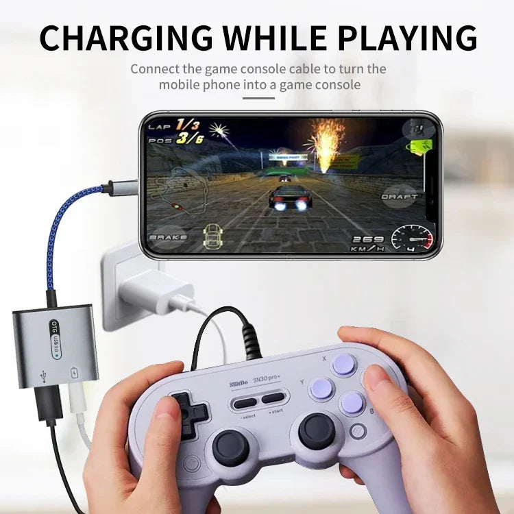HKM-936467 USB-C OTG Adapter with Charging Port for Android Devices - 2 in 1 Converter Cable