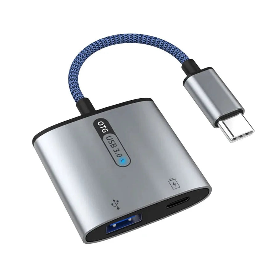 HKM-936467 USB-C OTG Adapter with Charging Port for Android Devices - 2 in 1 Converter Cable