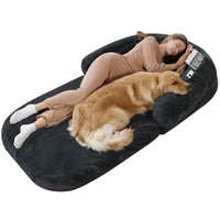 HKM-9365181 Large Foldable Pet Bed, Removable & Washable Kennel, Soft Cloth in Light and Dark Gray - 180x115x25 CM